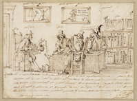 I 049
<br/>
Marchese Pietro bij de rechters in de onderwereld
<br/>
<em>Bianco, Baccio del (1604-1656/60)</em>